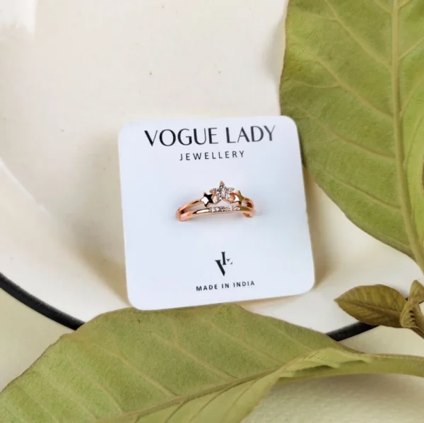Starlit rose adjustable finger ring
