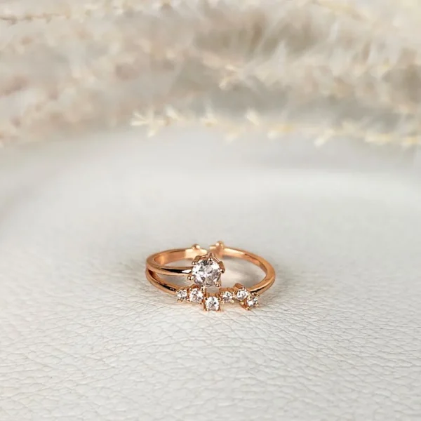 Rosy shine adjustable finger ring