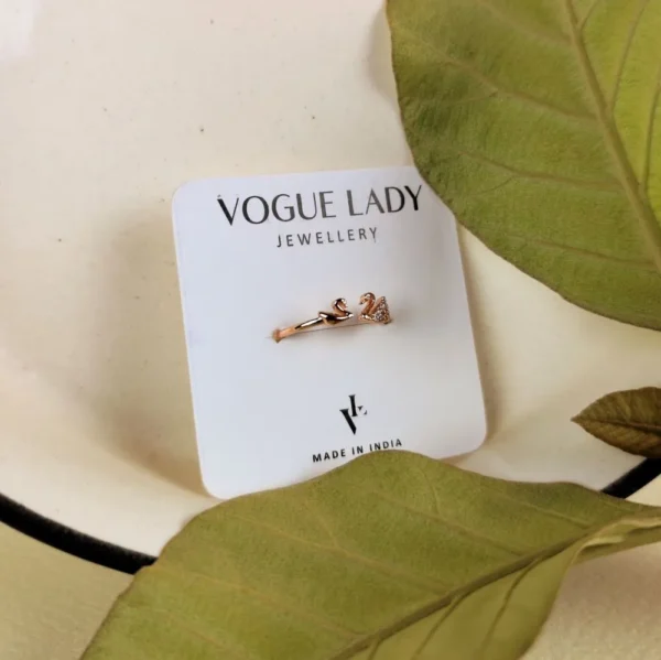 Rosy pair adjustable finger ring