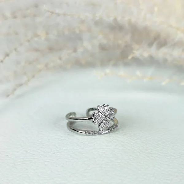 Sterling blossom adjustable finger ring