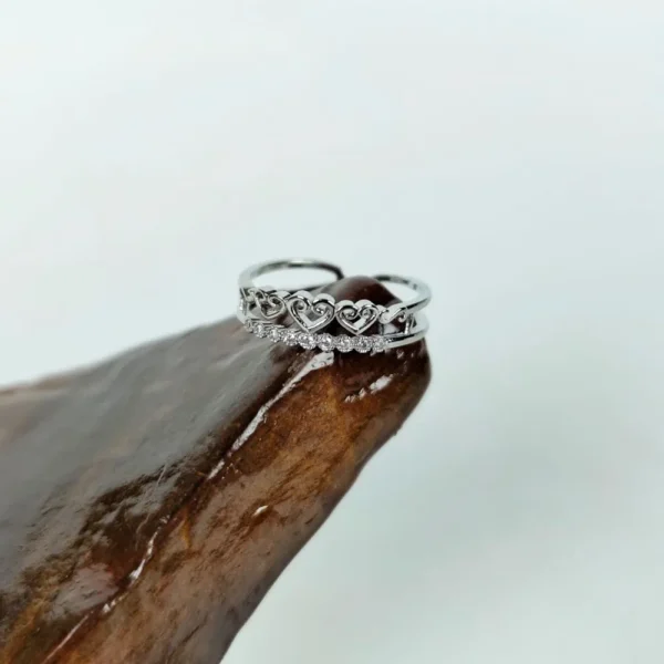 Sterling love adjustable finger ring