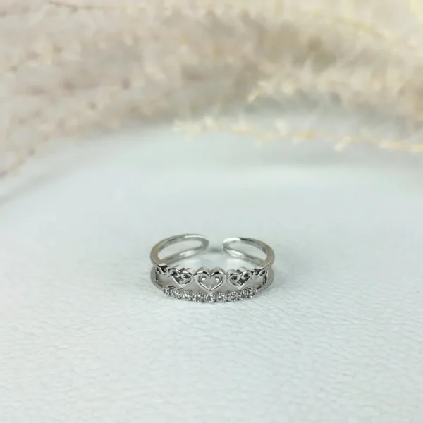 Sterling love adjustable finger ring