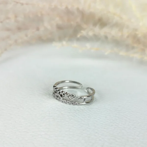 Sterling love adjustable finger ring