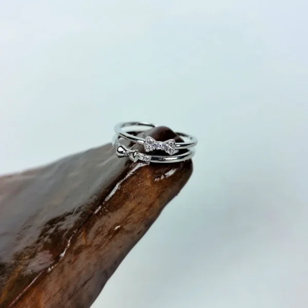 Silver twine adjustable finger ring