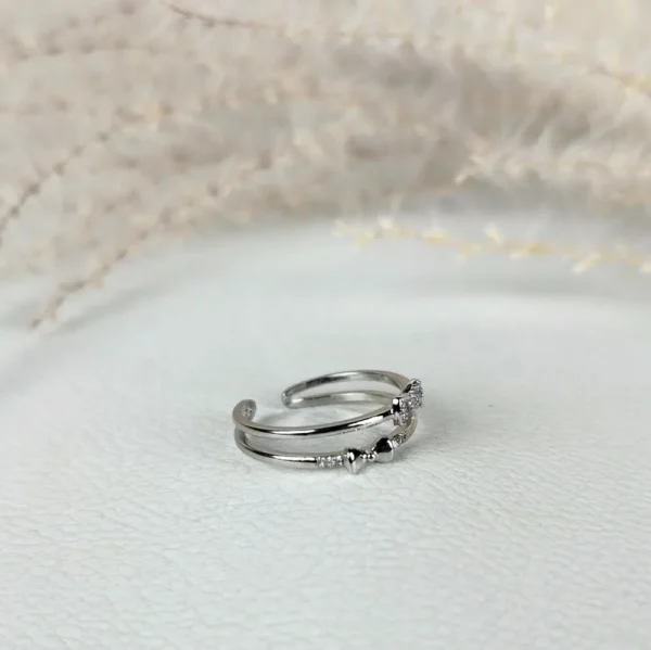 Silver twine adjustable finger ring