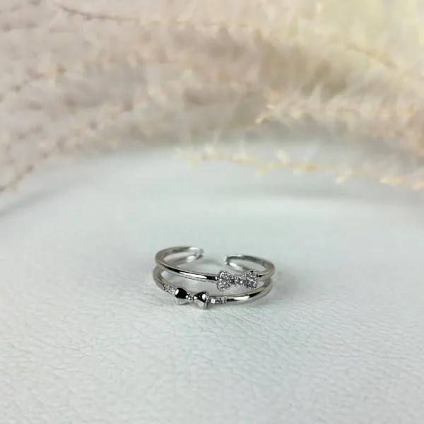 Silver twine adjustable finger ring