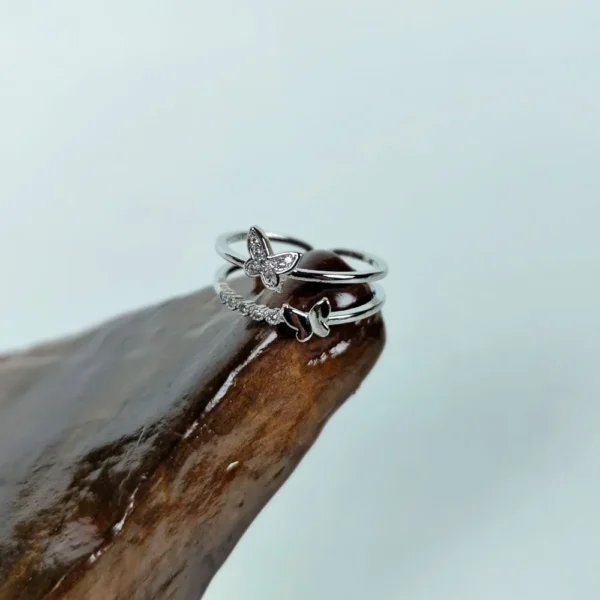 Sterling wings adjustable finger ring