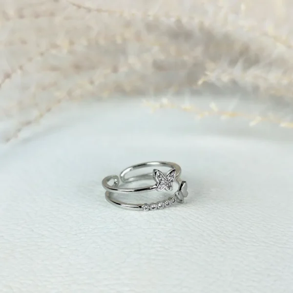 Sterling wings adjustable finger ring