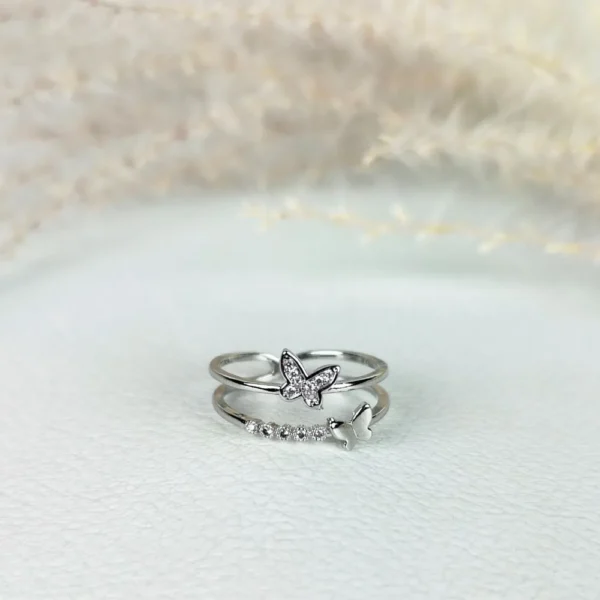 Sterling wings adjustable finger ring