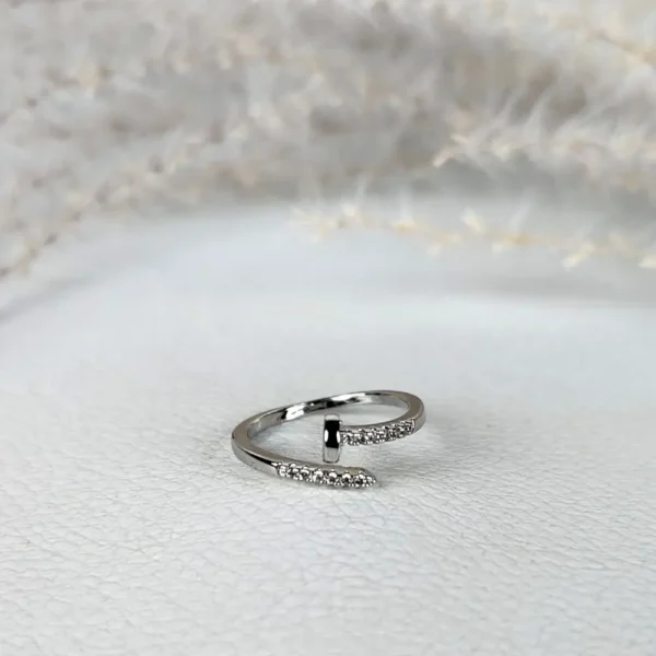 Sterling nail adjustable finger ring