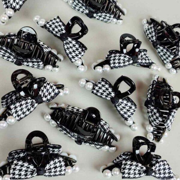 Pepita bow knot hair claw clip