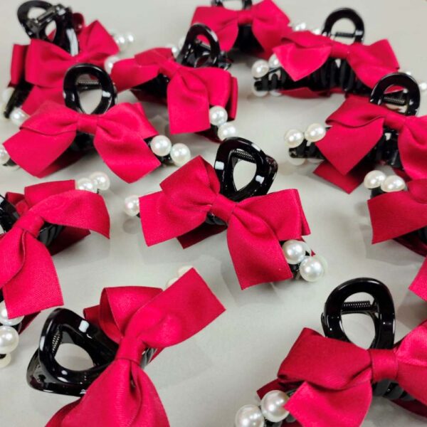 Ruby bow knot hair claw clip