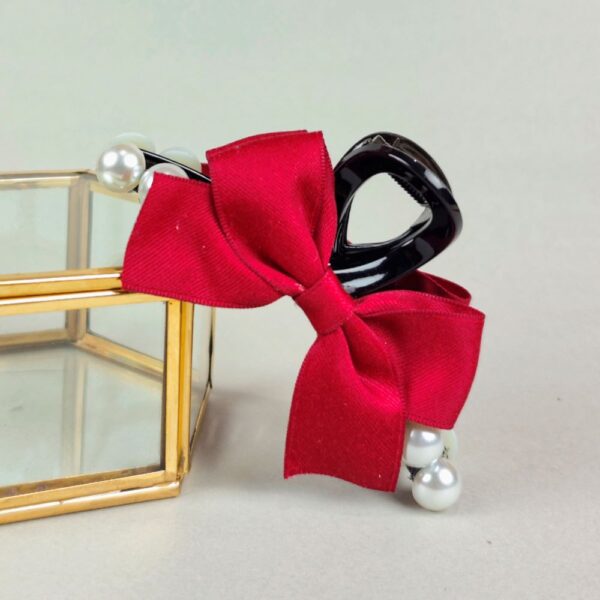 Ruby bow knot hair claw clip