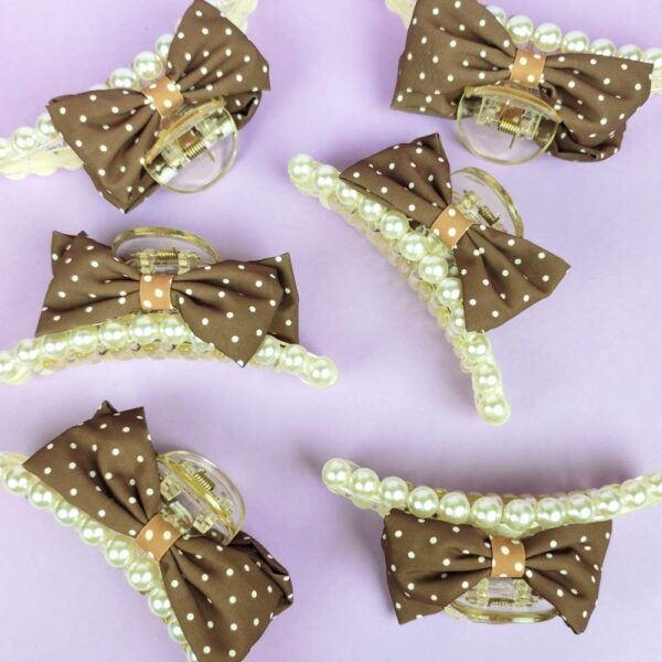 Chocolate bow knot hair claw clip