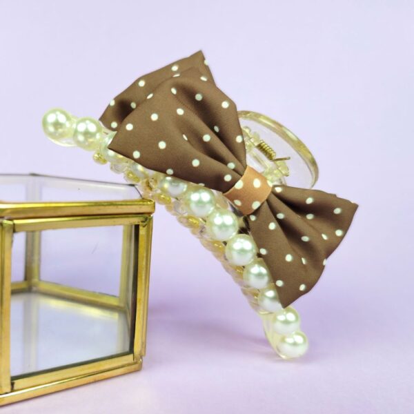 Chocolate bow knot hair claw clip