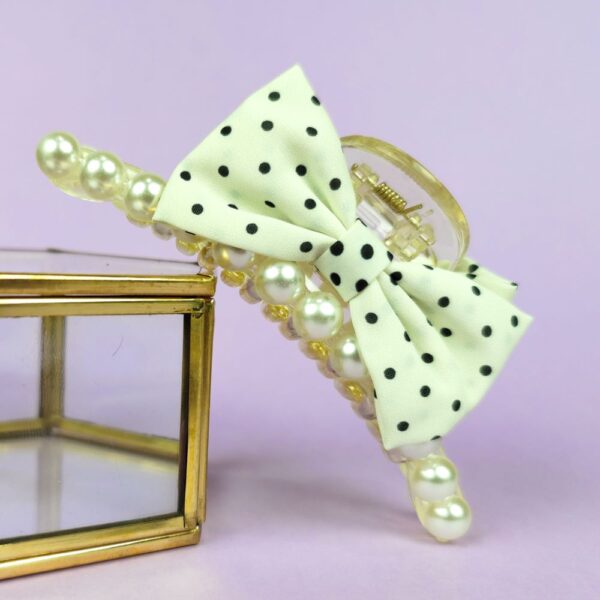 Ivory bow knot hair claw clip