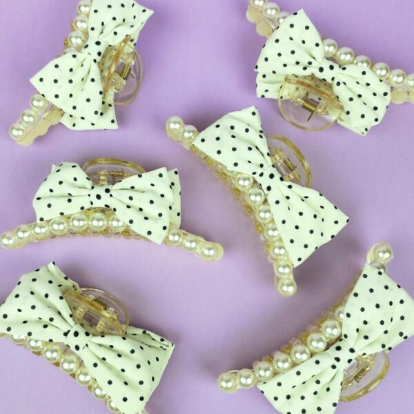 Ivory bow knot hair claw clip