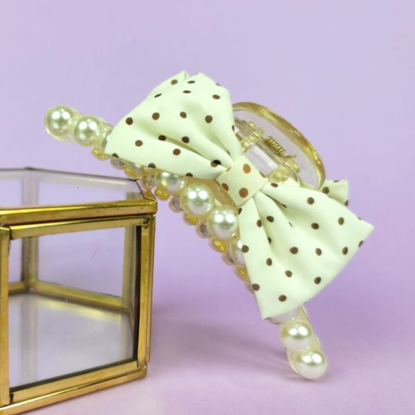 Cream bow knot hair claw clip
