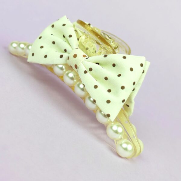 Cream bow knot hair claw clip