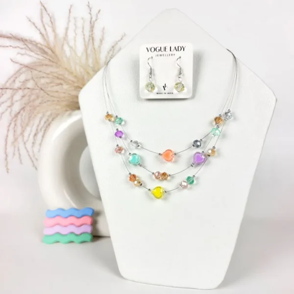 Rainbow burst layered necklace