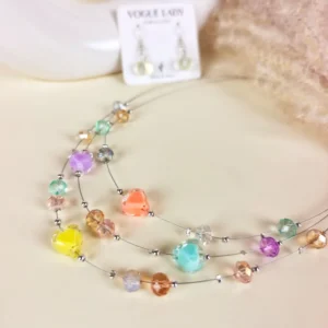 Rainbow burst layered necklace