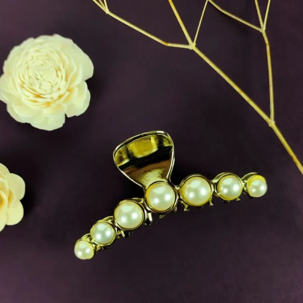 Vintage pearl metal hair claw